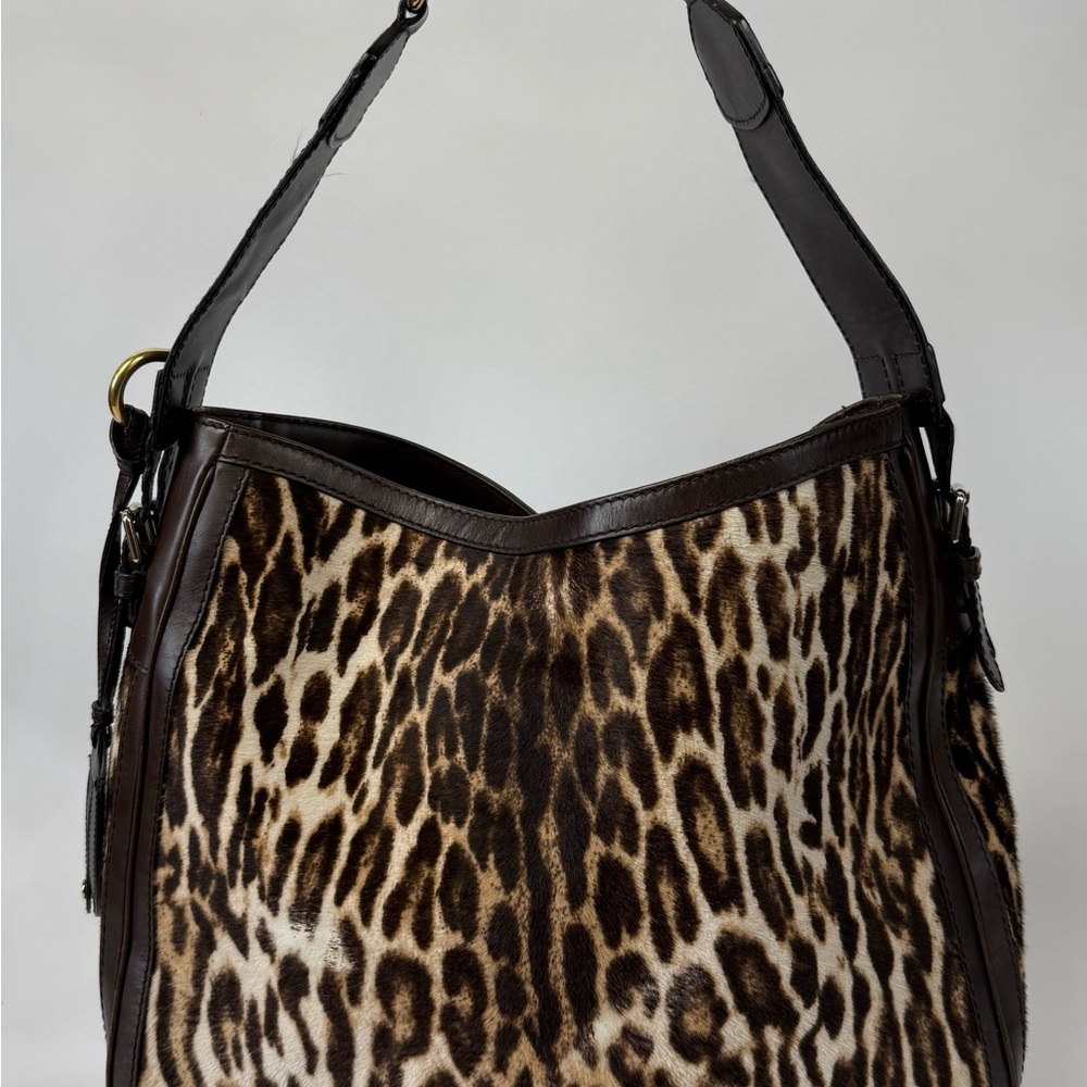 Vintage Gucci Heritage Hobo Leopard Print pony hair